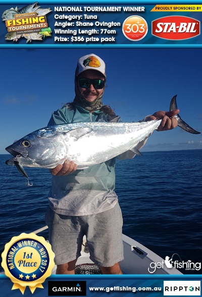Tuna 77cm Shane Ovington STA-BIL Marine and 303 Protectants and Cleaners $356 prize pack