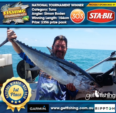 Tuna 104cm Simon Boden STA-BIL Marine and 303 Protectants and Cleaners $356 prize pack
