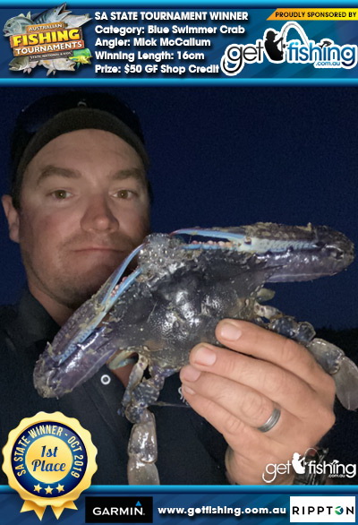Blue Swimmer Crab 16cm Mick McCallum Get Fishing $50 GF Shop Credit